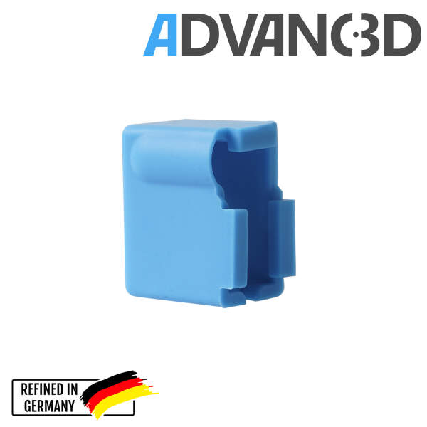 Advanc3D Silikon Socke für DaVolcano J-Head Heizblock und Nachbauten blau temoperaturbeständig vorne