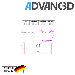 Advanc3D Zahnriemen Klemme aus Aluminium Timing belt toothed aluminum fixing piece seite